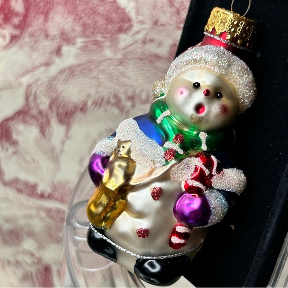 Vintage Christmas Ornament Handcrafted Glass Jeweled Snowman Unique‎ Treasures - Picture 1 of 17